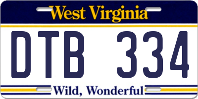 WV license plate DTB334