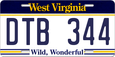WV license plate DTB344