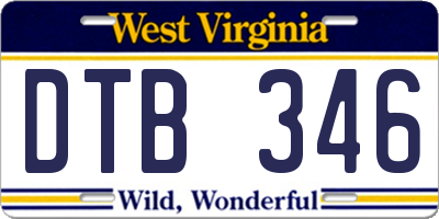 WV license plate DTB346