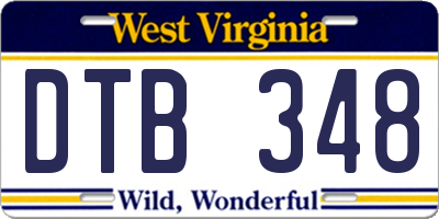 WV license plate DTB348