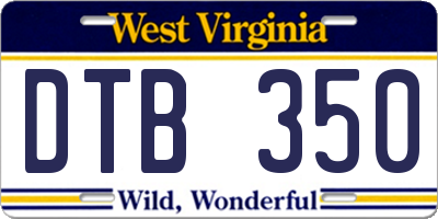 WV license plate DTB350