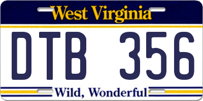 WV license plate DTB356