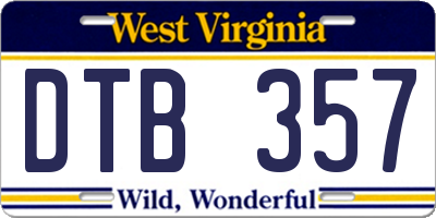 WV license plate DTB357