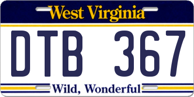 WV license plate DTB367