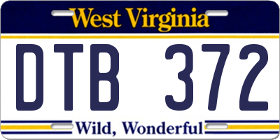 WV license plate DTB372