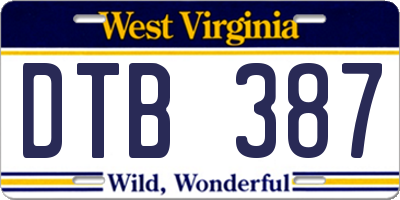 WV license plate DTB387