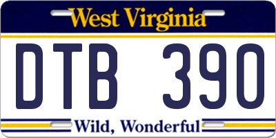 WV license plate DTB390