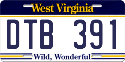 WV license plate DTB391