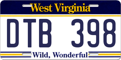 WV license plate DTB398