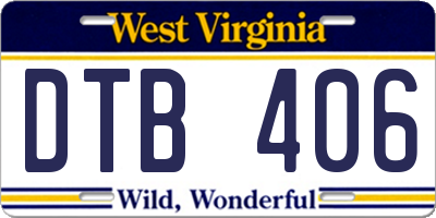 WV license plate DTB406