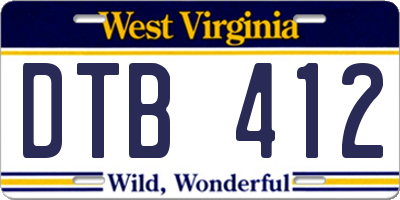 WV license plate DTB412