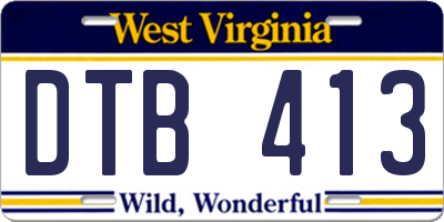 WV license plate DTB413