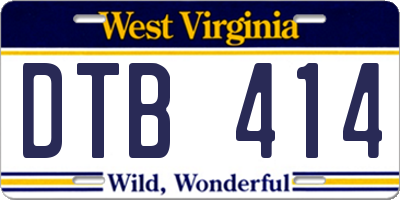 WV license plate DTB414