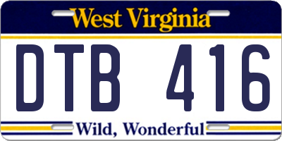 WV license plate DTB416