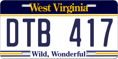 WV license plate DTB417