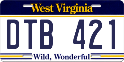 WV license plate DTB421