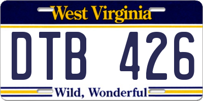 WV license plate DTB426