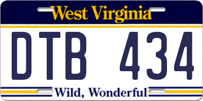 WV license plate DTB434