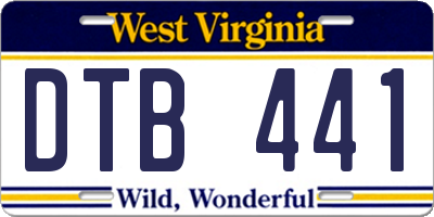 WV license plate DTB441