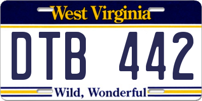 WV license plate DTB442