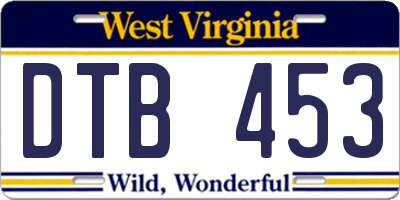 WV license plate DTB453