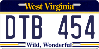 WV license plate DTB454