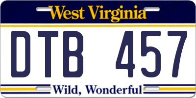 WV license plate DTB457