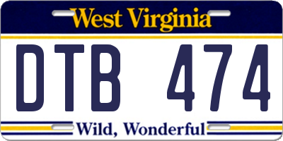 WV license plate DTB474