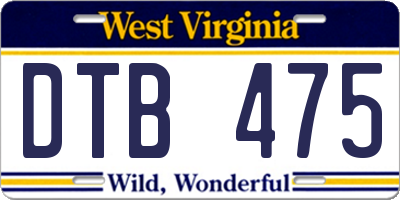 WV license plate DTB475