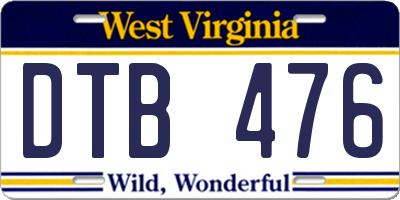 WV license plate DTB476