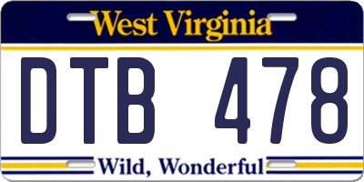 WV license plate DTB478
