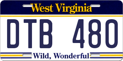 WV license plate DTB480