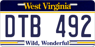 WV license plate DTB492