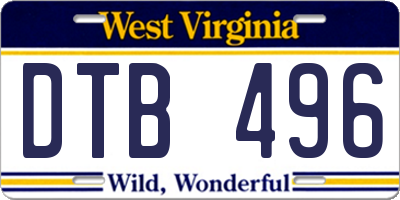 WV license plate DTB496