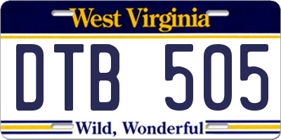 WV license plate DTB505