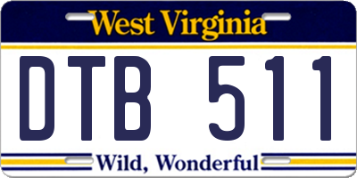 WV license plate DTB511