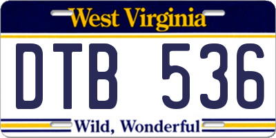 WV license plate DTB536