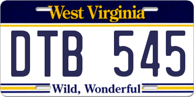 WV license plate DTB545