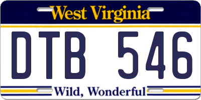 WV license plate DTB546