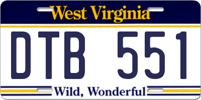 WV license plate DTB551