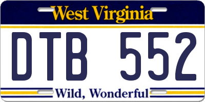 WV license plate DTB552