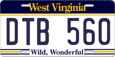 WV license plate DTB560