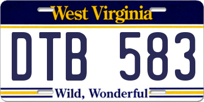 WV license plate DTB583