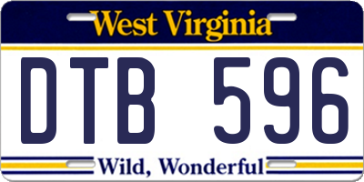WV license plate DTB596