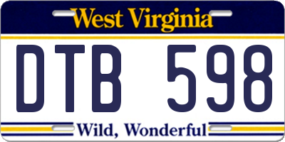 WV license plate DTB598