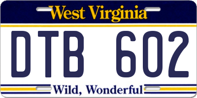 WV license plate DTB602