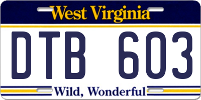 WV license plate DTB603