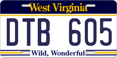 WV license plate DTB605