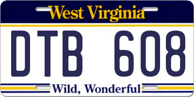 WV license plate DTB608