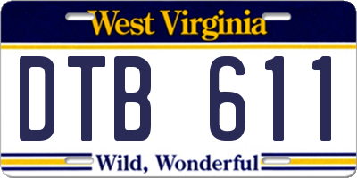 WV license plate DTB611
